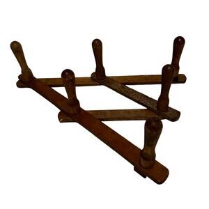Unique small peg rack wood wooden Japan wall hanging 6-peg v-shaped expandable